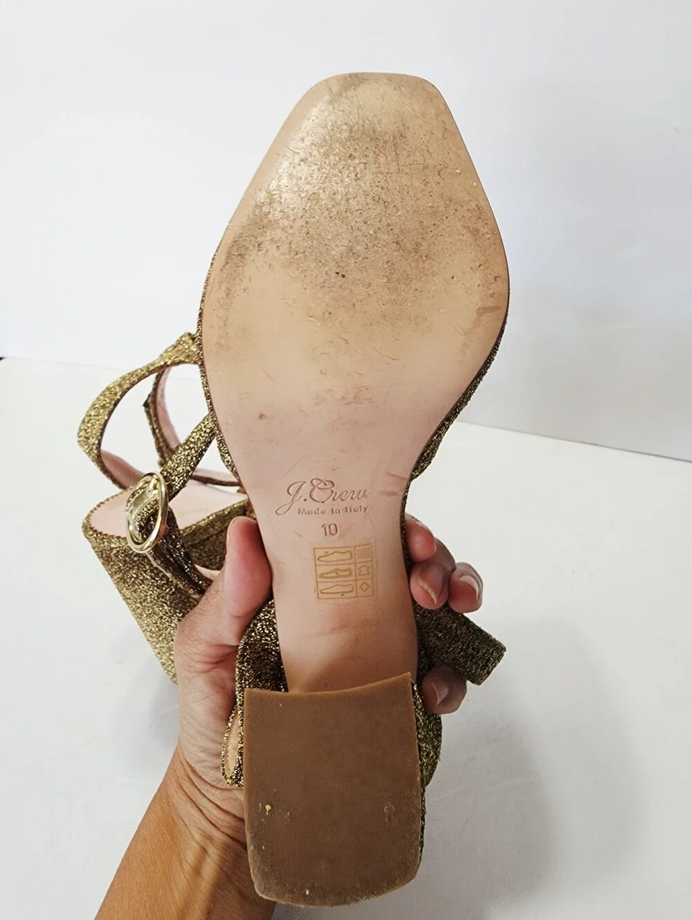J.Crew Harlow Ankle-Strap Pumps In Magic Lurex Metallic Gold Size 10